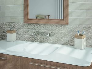 backsplash tile, patterned tile, beige tile, subway tile
